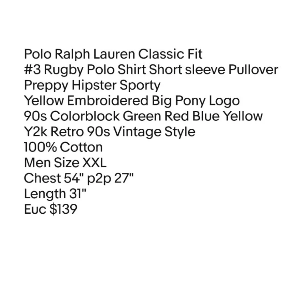 Polo Ralph Lauren Rugby Polo Shirt Men XXL Big Pony 90s Colorblock Green Preppy